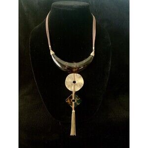 JV Signed Beautiful Faux Tortoise Shell Necklace Statement